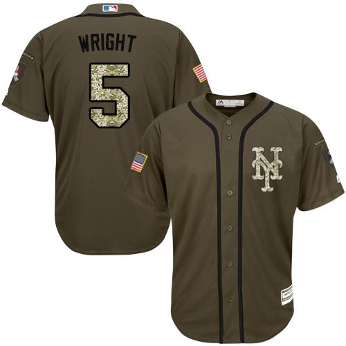 Mets #5 David Wright Green Salute to Service Stitched Youth MLB Jersey